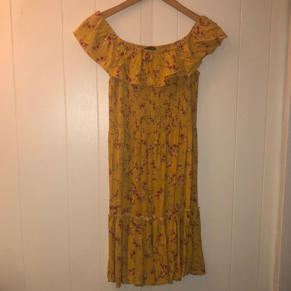 Yellow Ruffled Off-Shoulder Sundress